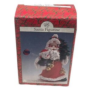 Vintage Artmark Santa Figurine Snowman Bells Christmas Tree Ball On Spring READ